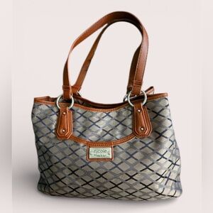 Nicole Miller Brown and Black Patterned Shoulder Bag